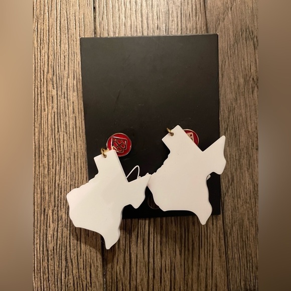 Brianna Cannon Alpha Omicron Pi Texas shaped post back earrings - Picture 4 of 4